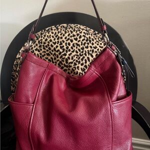 Coach Park Pebble Leather Hobo in deep red